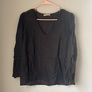 Medium Gold Striped Long Sleeved Blouse